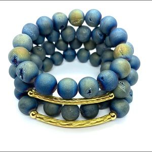 Blue 12 mm  Custom Multi-color Stretch Bracelet